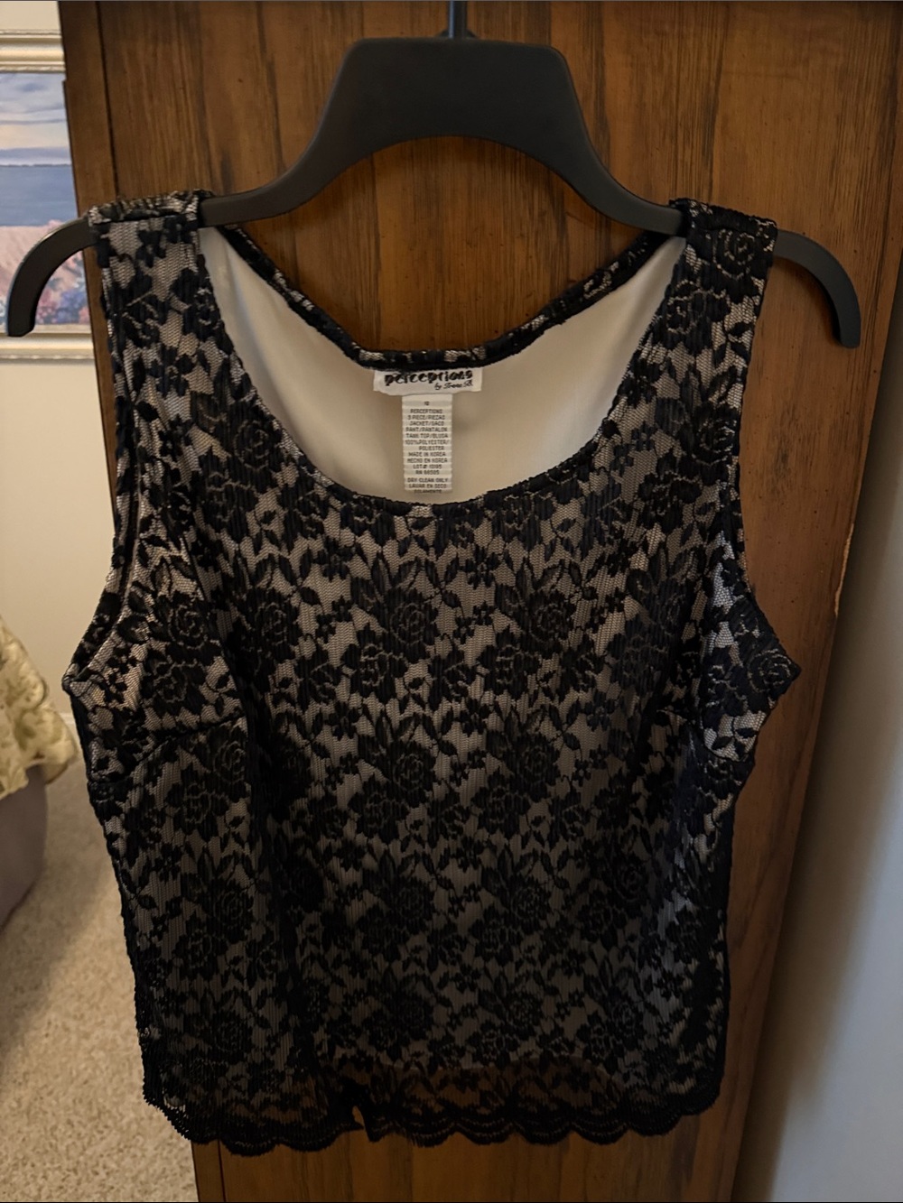 Perceptions Black Lace Overlay Camisole